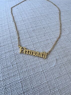 Vermouth Negroni gothic font gold necklace for women